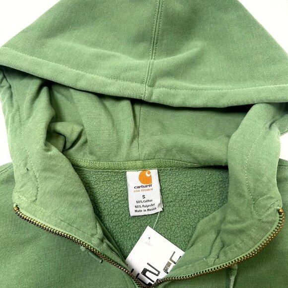 Carhartt Embroidered Green Half-Zip Hoodie Women's S - Picture 3 of 3